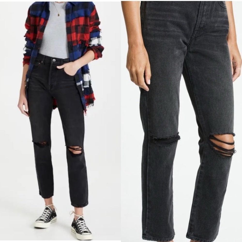 Pistola Keaton High Rise Slim Straight Distressed Black‎ Jeans